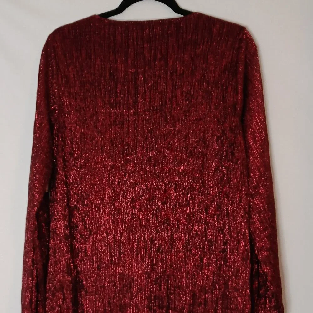 NWT Women's Alfani Red Shimmer‎ Blouse with Black Lining Size Medium